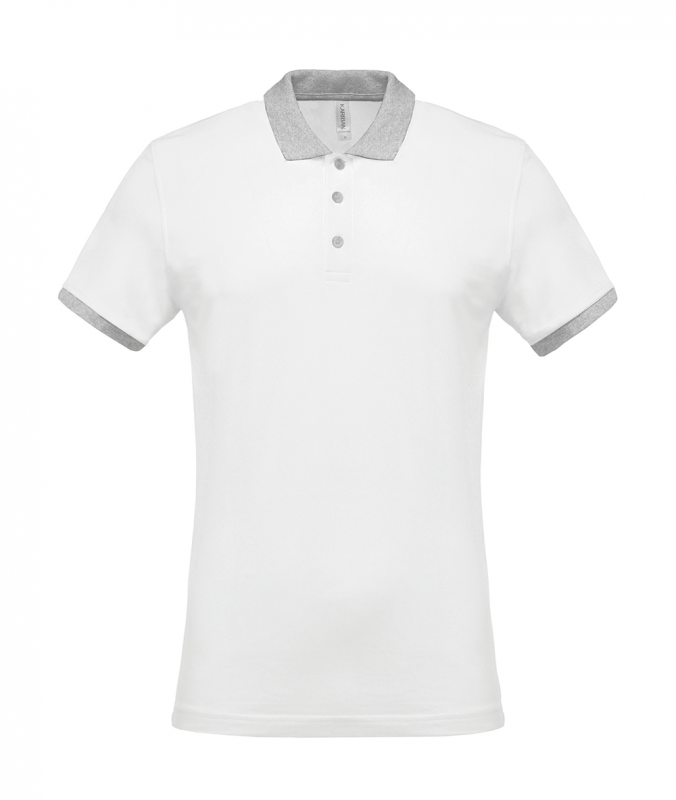 Tricou polo barbati, Kariban Two Tone 258, alb