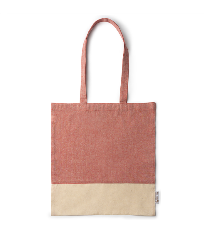 Sacosa din bumbac reciclat, Palmira, 41 x 37 cm, densitate 120 g/m², rosu melanj