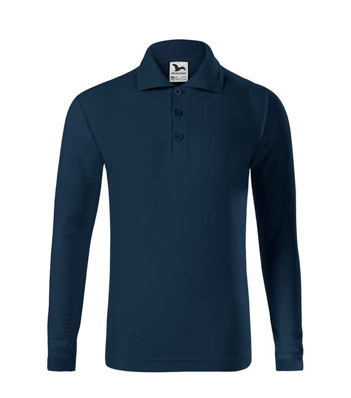 Bluza polo copii, Malfini Pique, maneca lunga, densitate 200 g/m², bleumarin