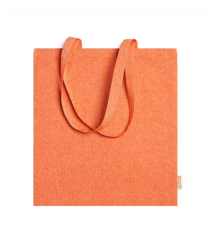 Sacosa din bumbac reciclat, Rivoli, 41 x 37 cm, densitate 120 g/m², portocaliu melanj