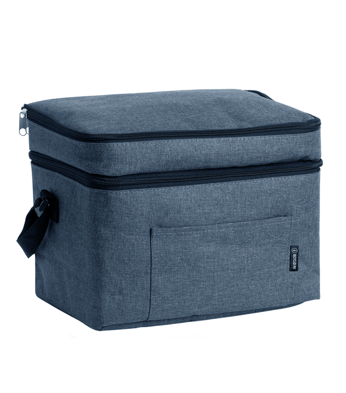 Geanta termoizolanta din poliester reciclat, Marlox, 30x25x20 cm, denim melanj